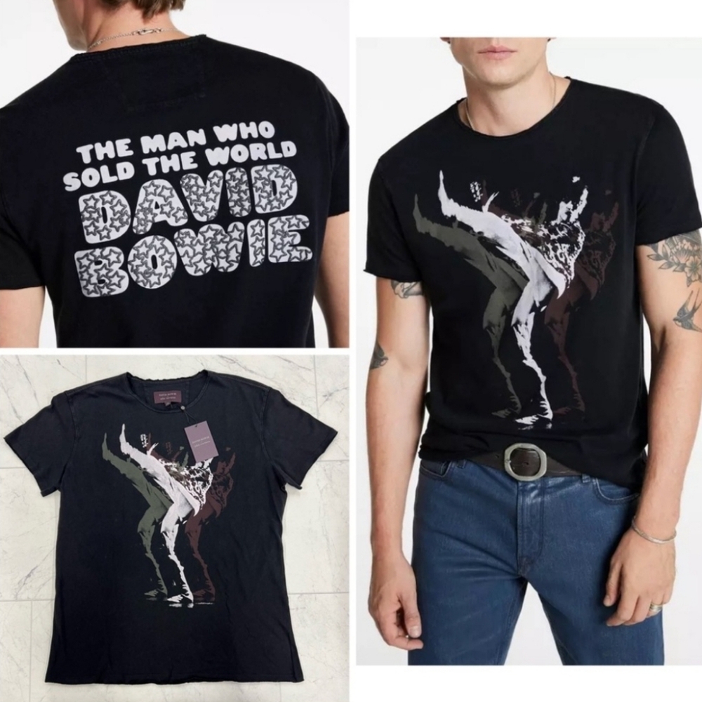 John Varvatos x David Bowie Black Graphic Tee Shirt T-shirt XXL Unisex